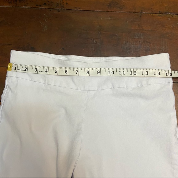Womens White Stretch Elastic Waist Capris With Hem Embellishments Size 12 - Picture 7 of 7